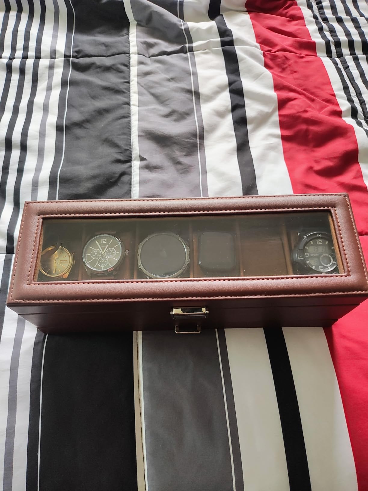 ProCase Watch Box, 6 Slot Watch Display Case with Drawer - Black, Mens Watches Case with Glass Lid, 2-Layer Mens Jewelry Organizer Storage Holder, Christmas Anniversary Birthday Gifts for Men customer photo 1