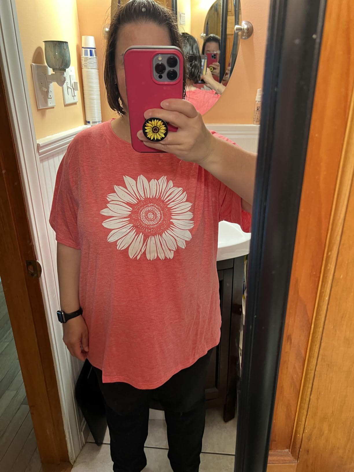 Plus Size Graphic Tees for Women Daisy Flower Print Shirts customer photo 2