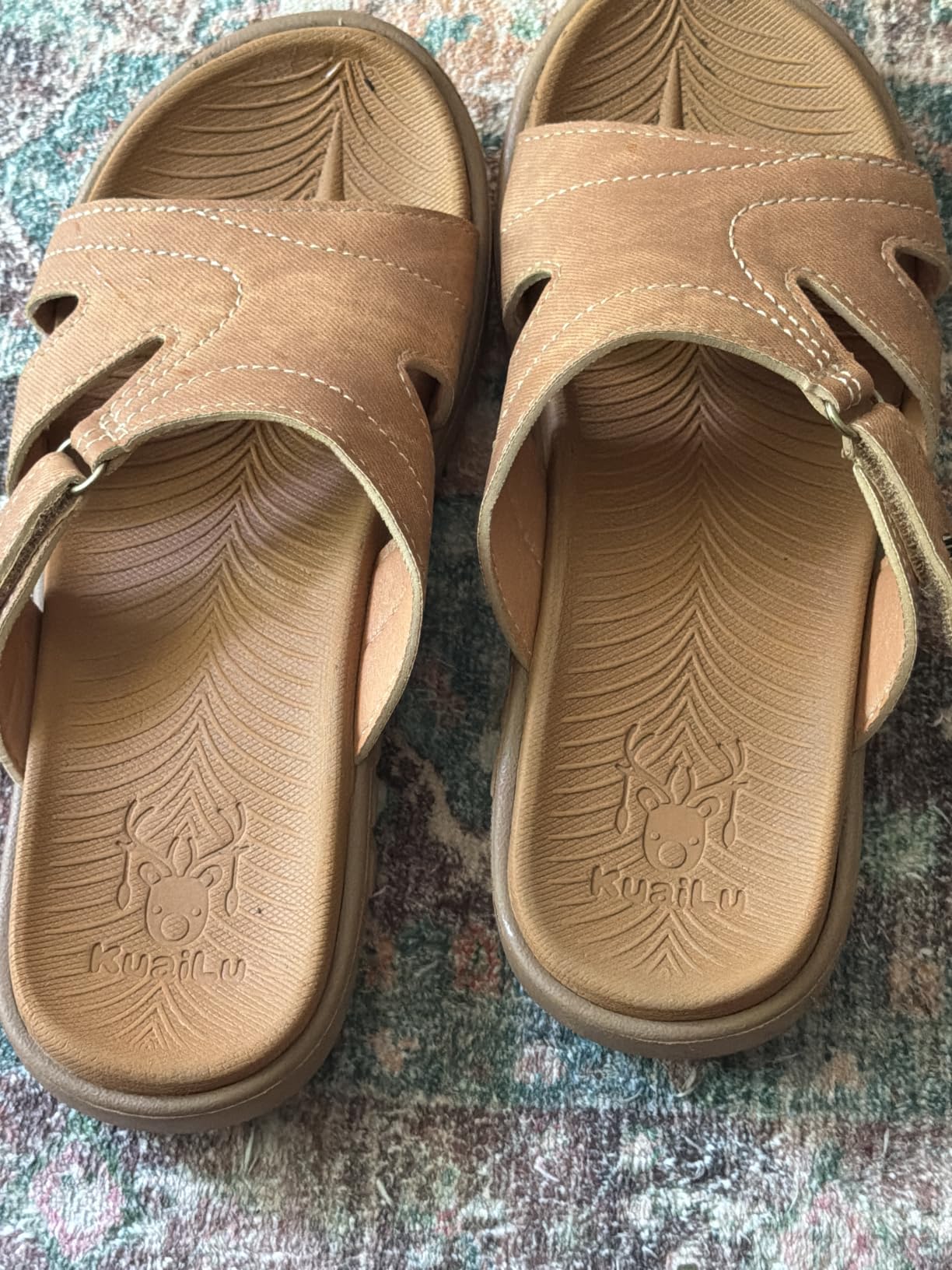 KuaiLu Womens Fashion Orthotic Slides Arch Support Slip On Walking Sandals customer photo 1