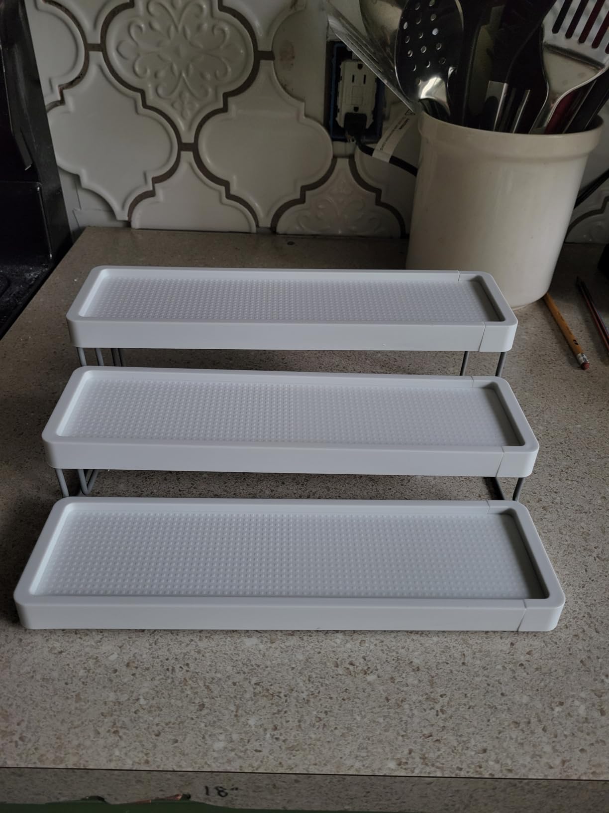 Expandable Spice Rack Organizer for Cabinet - 3 Tier Adjustable Cabinet Spice Organizer Easy Visibility - Spice Organizer for Cabinet Countertop Cupboard Pantry Organization (White) customer photo 1