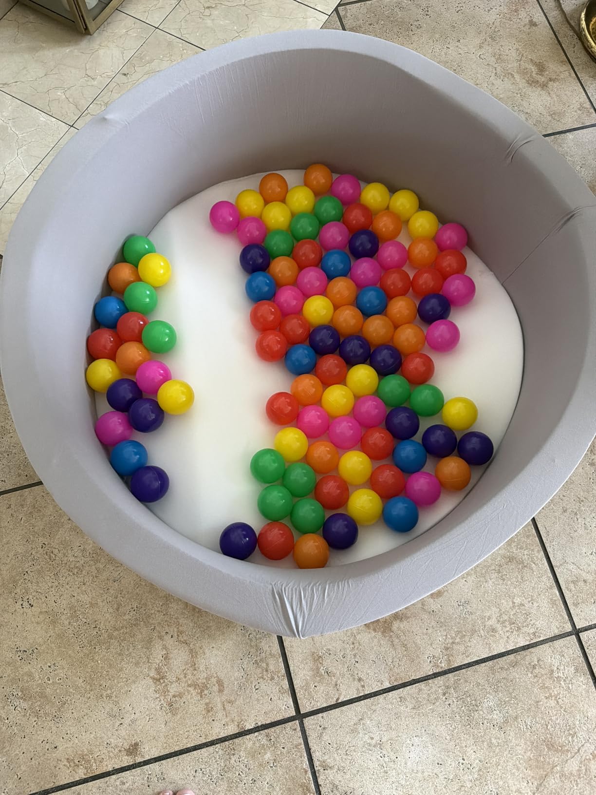 Wilwolfer Foam Ball Pit, Ball Pit for Toddlers, Gray, 100 Rainbow Balls customer photo 2