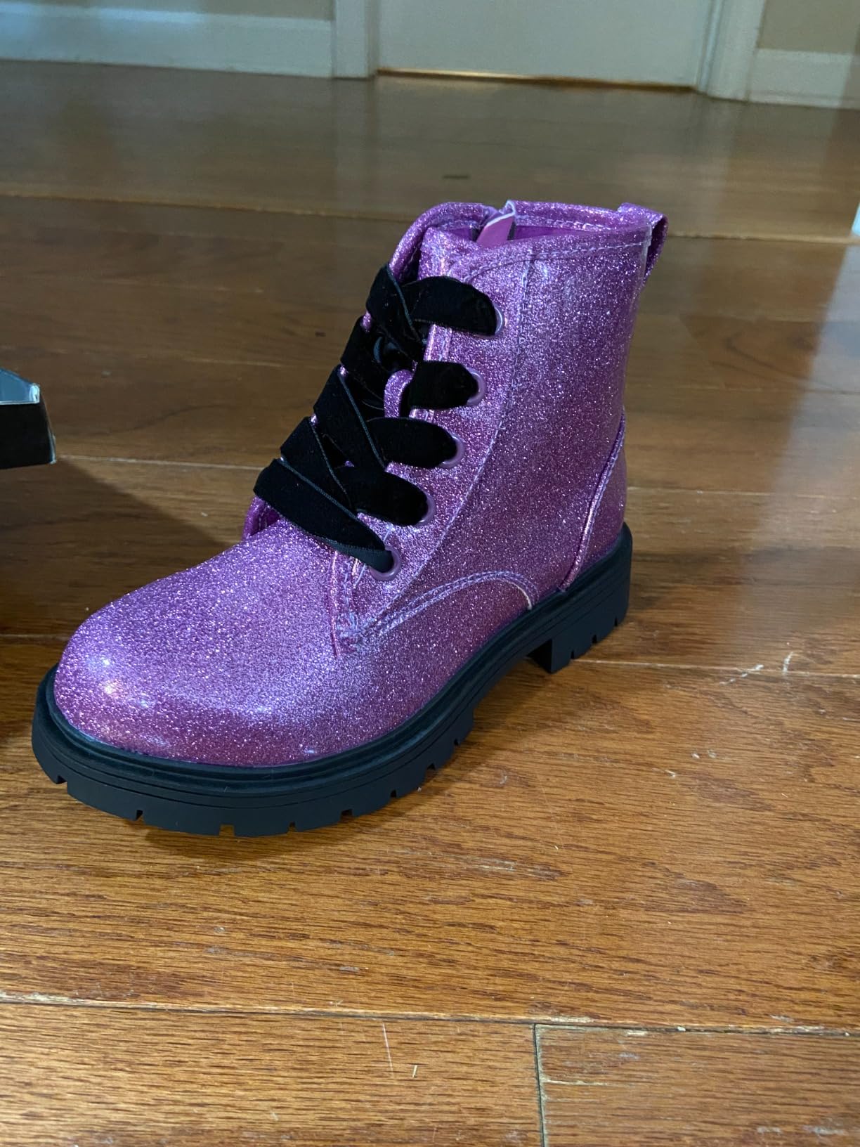K KomForme Girls Glitter Ankle Boots Kid Combat Shoes With Side Zipper customer photo 2