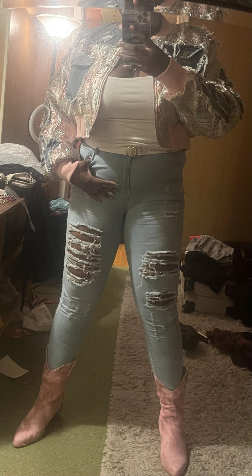 Women's High Waist Plus Size Destroyed Jeans Slim Skinny Ripped Trousers Stretch Denim Pants customer photo 1