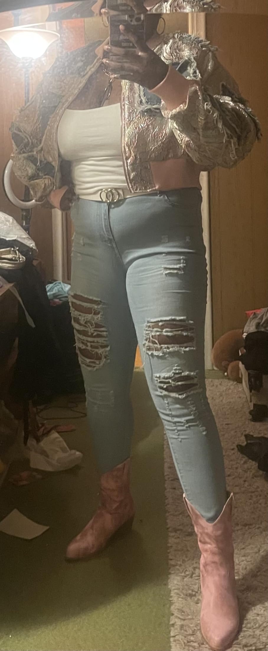 Women's High Waist Plus Size Destroyed Jeans Slim Skinny Ripped Trousers Stretch Denim Pants customer photo 2