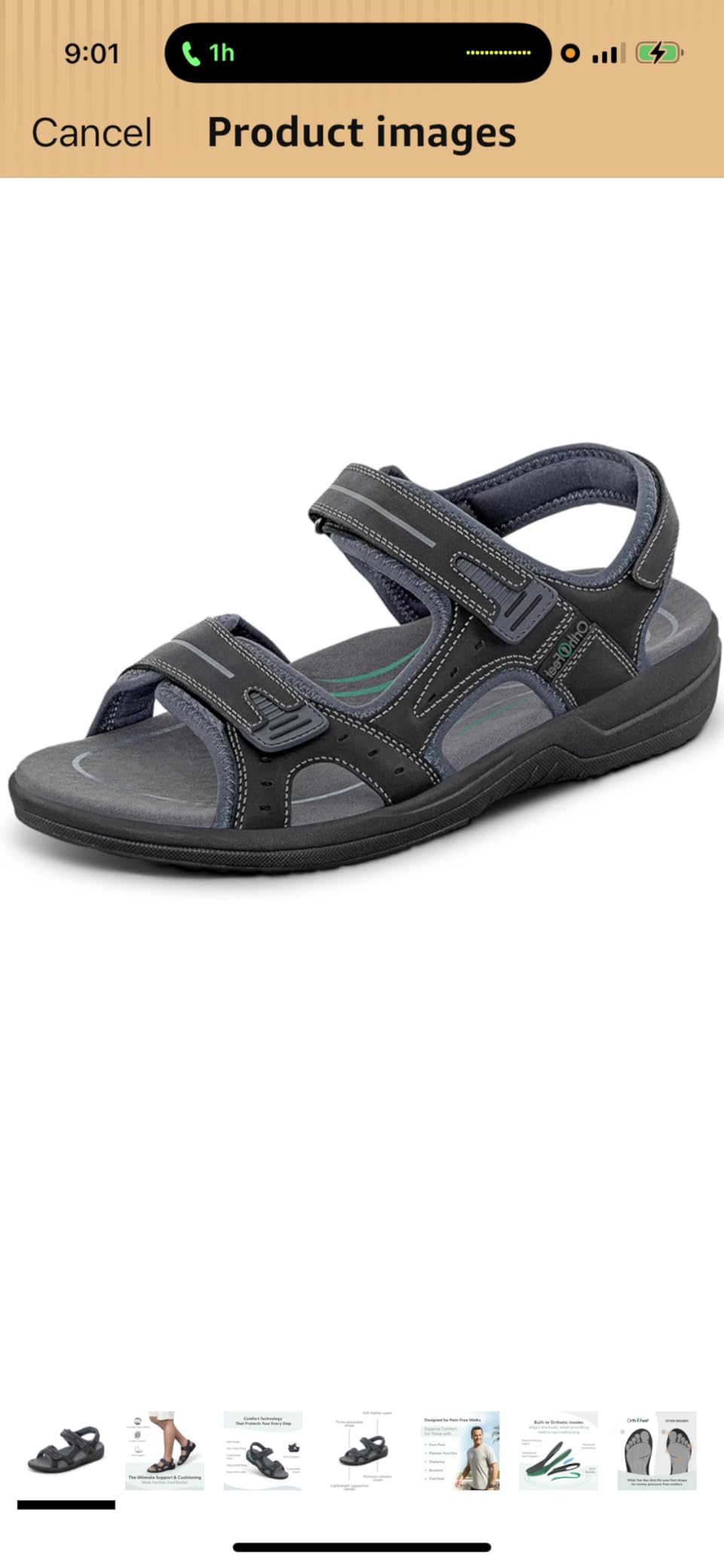 Orthofeet Gemini Orthopedic Men's Leather Sandals customer photo 1