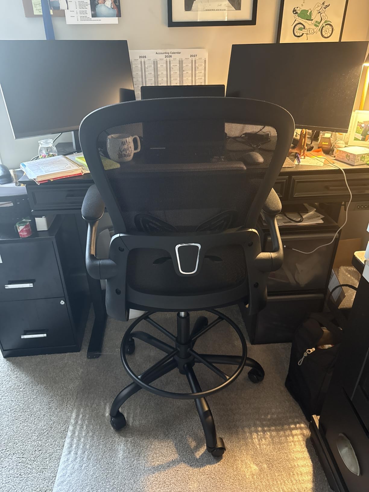 ErGear Drafting Chair with Footrest Ring and Flip-Up Arms for Tall Desks customer photo 2