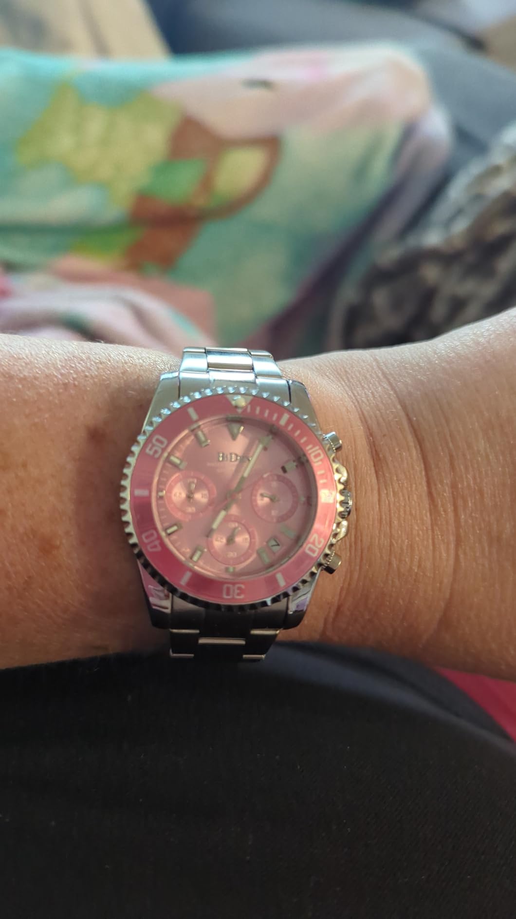 Women Elegant Chronograph Rotatable Bezel Stainless Steel Watch customer photo 1