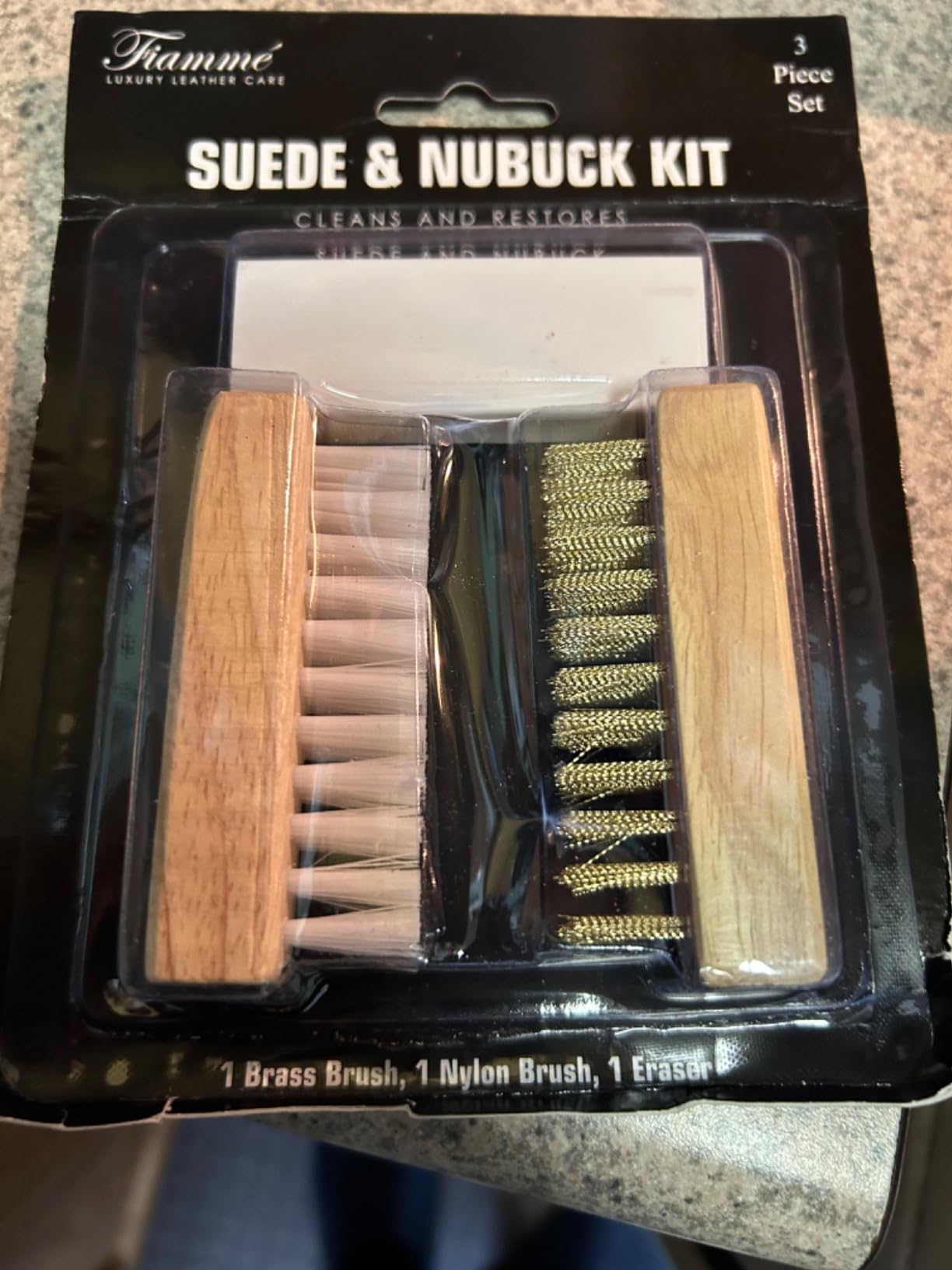 Fiamme Suede and Nubuck Cleaning Kit - Complete Brass & Nylon Brush Set, Suede Eraser for Shoes, Jackets, Boots, Handbags customer photo 1