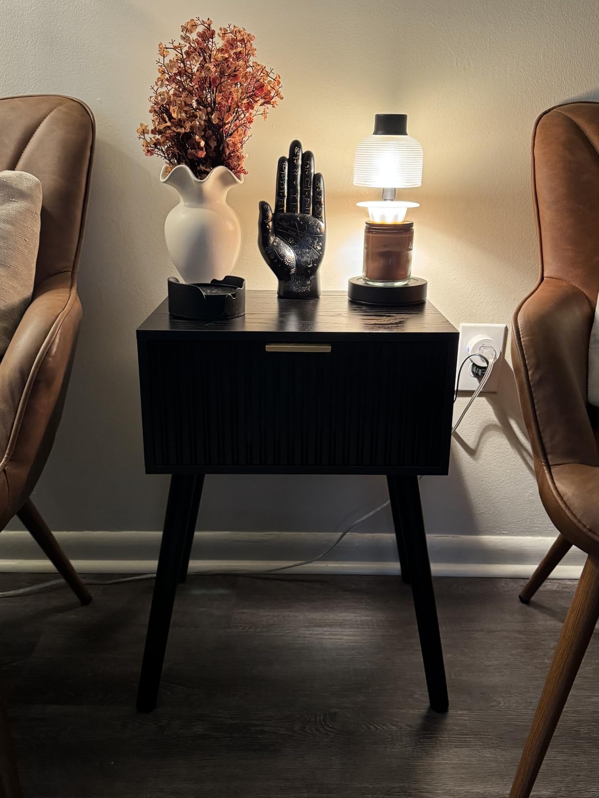 Yaheetech Accent Chair, Upholstered Armchair with Metal Legs, Brown | Faux Leather Barrel Chair, Mid-Century Modern Side Chair for Living Room/Bedroom/Vanity/Lounge/Small Spaces customer photo 2
