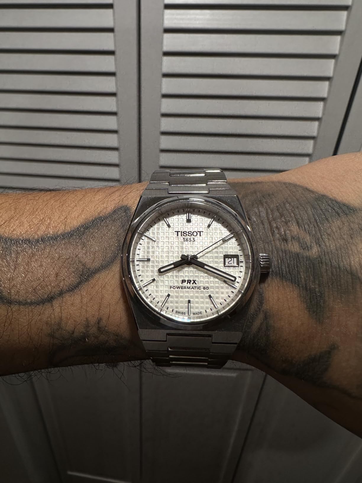 Tissot PRX Swiss Automatic Unisex Watch, Mother of Pearl Dial, Stainless Steel, 35 mm Case, T1372071111100 customer photo 1