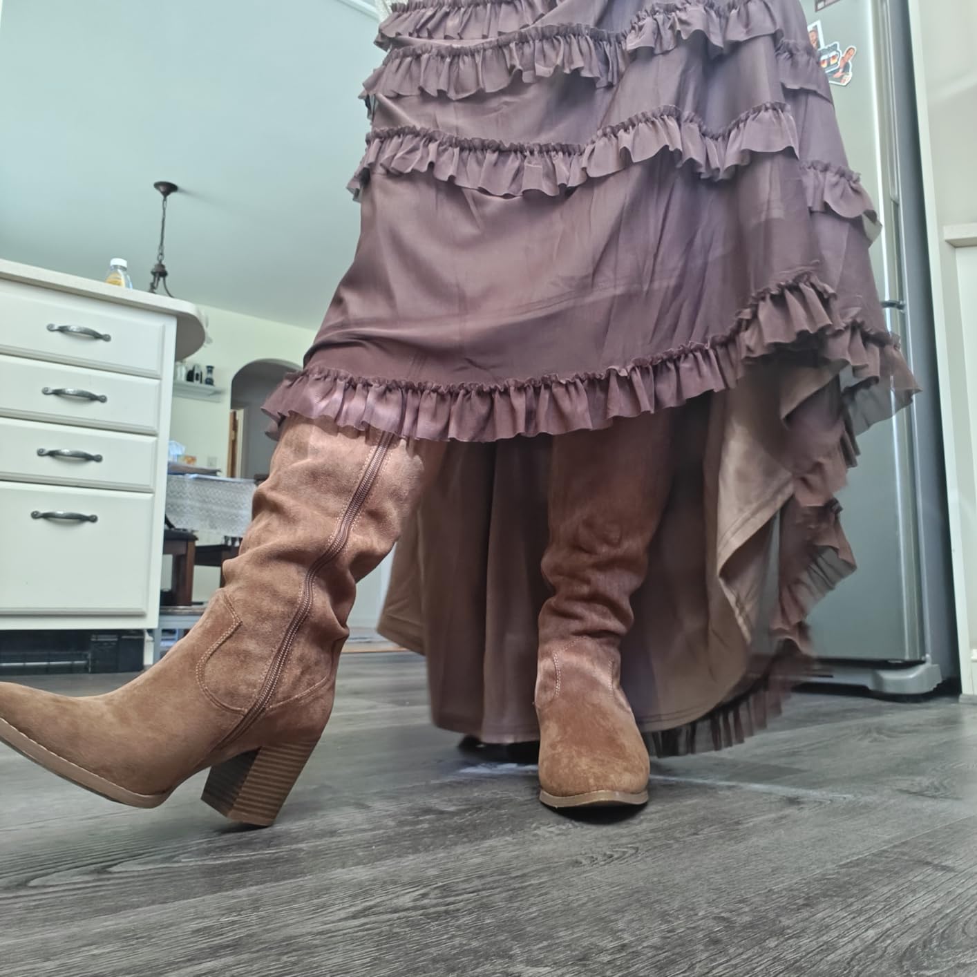 Womens Knee High Fall Boots 2026 Suede Tall Boots Party Dress Zip customer photo 2