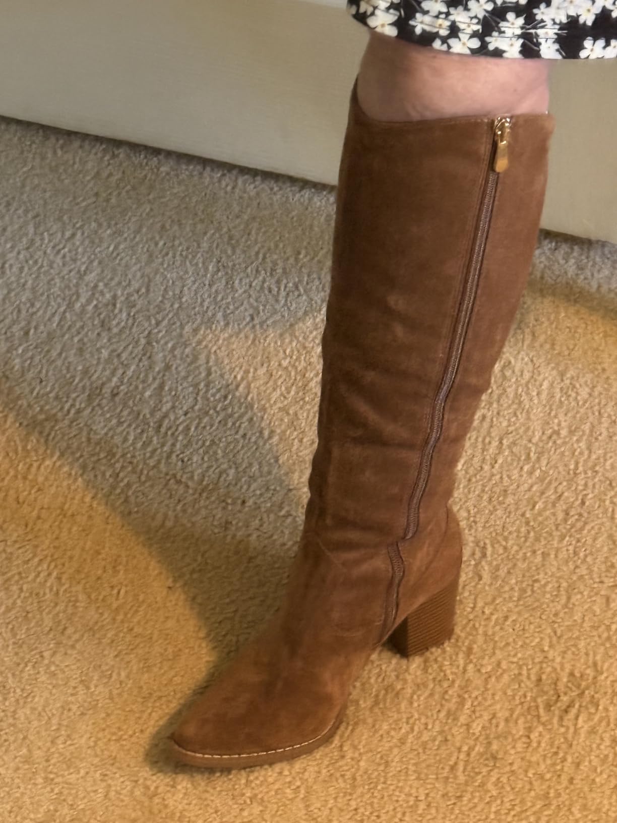 MeiLuSi Womens Knee High Fall Boots 2026 Suede Tall Boots Party Dress Zip customer photo 2
