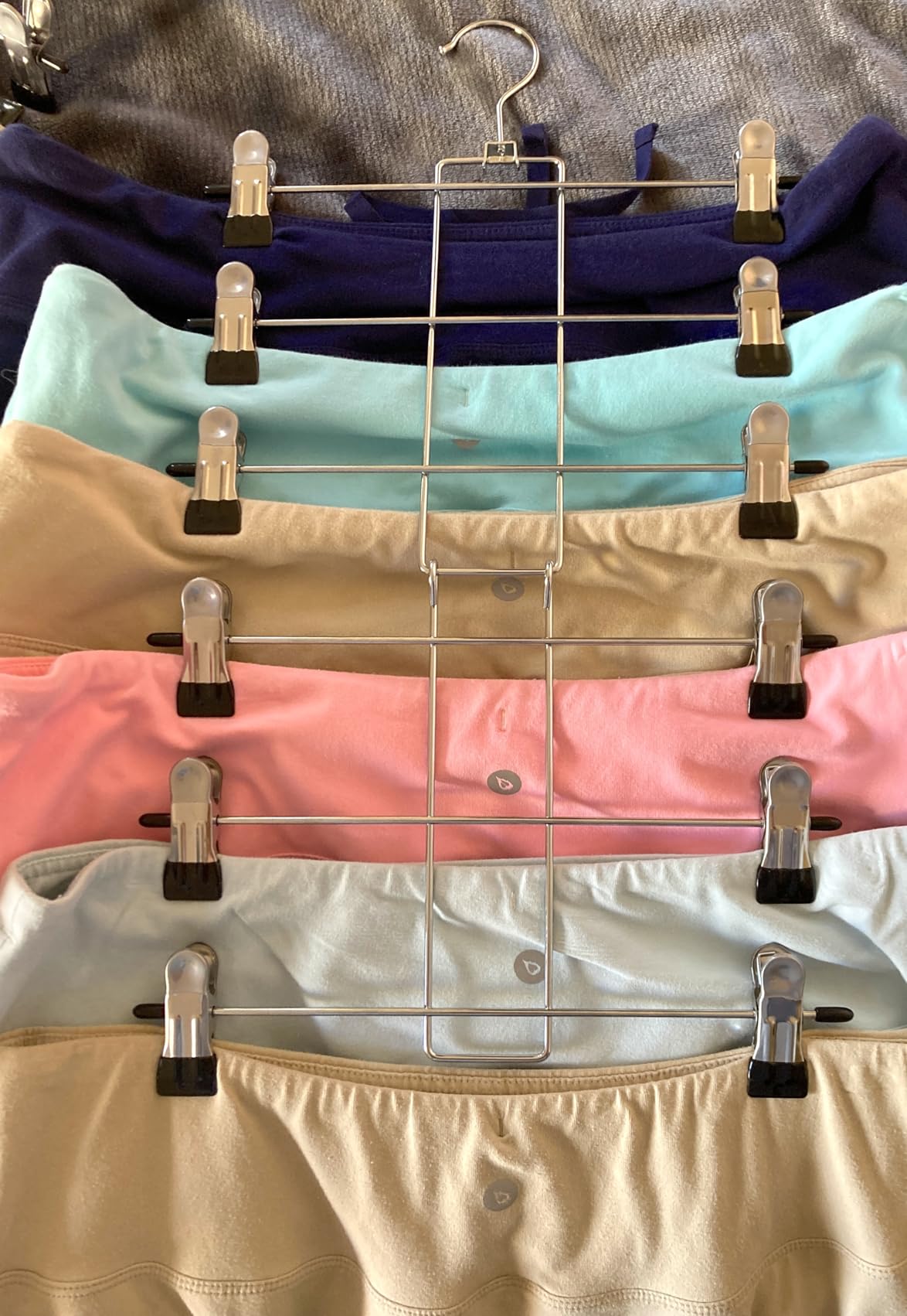 Pants Hangers with Clips, Space Saving Hanging Closet Organizer-6 Tiers Skirt Hangers with 360° Swivel Hook, Closet Organizer-Clothes Hangers- College Dorm Essentials Apartment Essentials-2 Pack customer photo 1