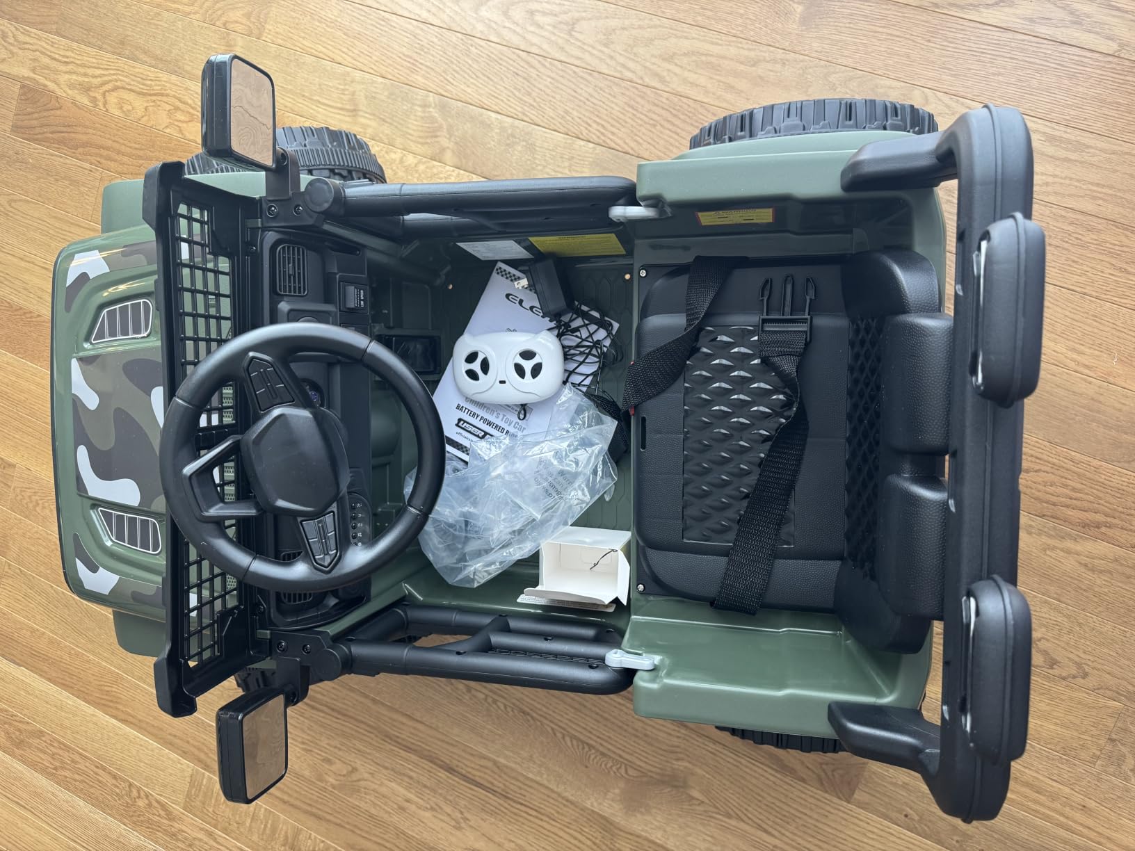 ELEMARA Ride On Car, Bluetooth Ride on Toys for Toddlers, 12V Kids Battery Powered Vehicles w/Remote, 3.5 mph Motorized Off-Road Truck, Electric Car for Kids w/3 Speeds,LED Lights- Olive customer photo 1