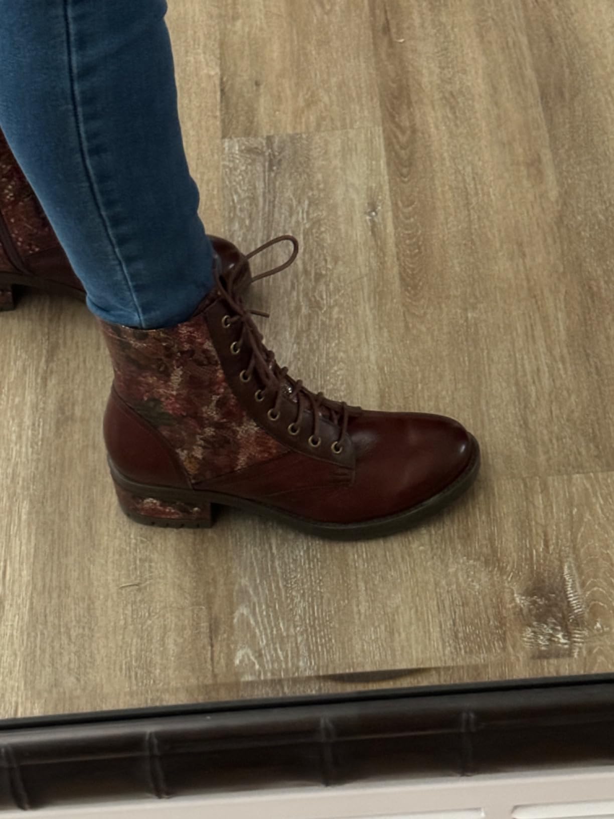 L'Artiste by Spring Step Marty Met Hand Painted Metallic Floral Ankle Boots for Women customer photo 2