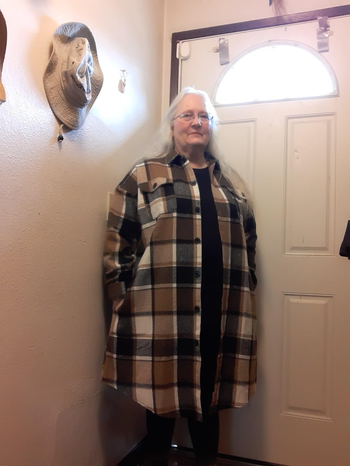 ZAAYO Women's Plus Size Plaid Flannel Shacket Long Shirts Jacket Tartan Boyfriend Oversized Coat Fall Clothes Fashion Outfits customer photo 2