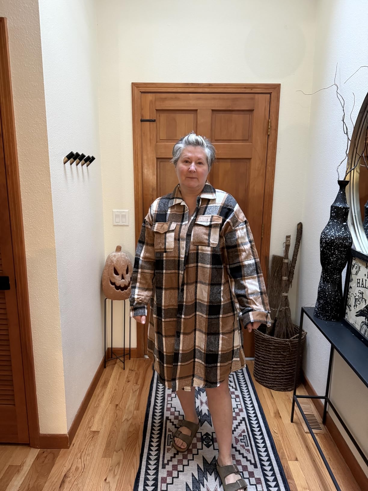 ZAAYO Women's Plus Size Plaid Flannel Shacket Long Shirts Jacket Tartan Boyfriend Oversized Coat Fall Clothes Fashion Outfits customer photo 1