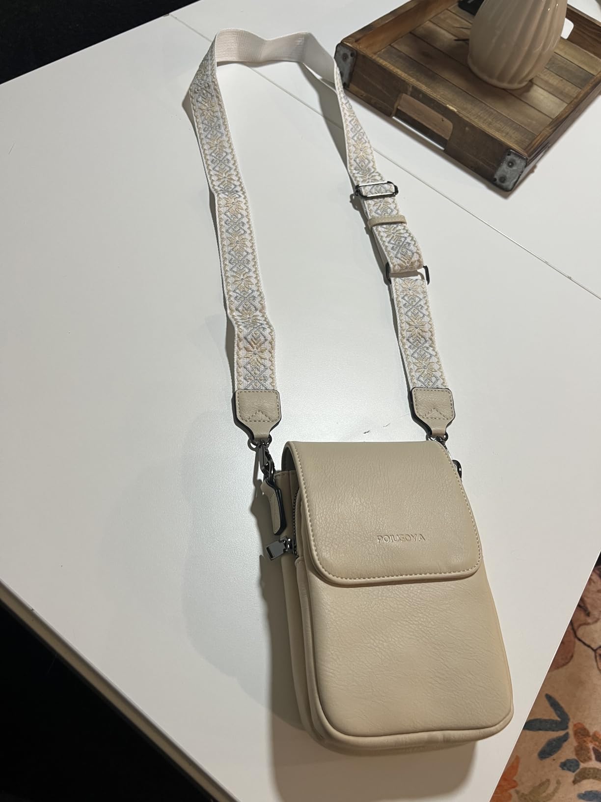 POIUGOYA Crossbody Bags for Women,Small Crossbody Purse with Triple Compartments,Cell Phone Wallet with Card Slots for Travel customer photo 1
