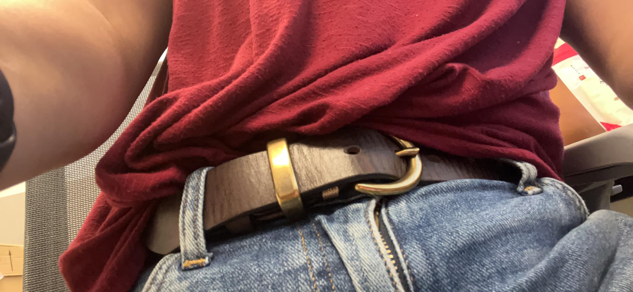 Women's Genuine Leather Belt Solid Brass Buckle customer photo 2