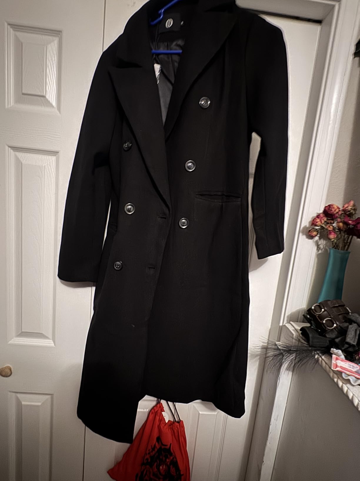 IDEALSANXUN Womens Long Wool Coat Double Breasted Trench Coat Fall Winter Clothes customer photo 2