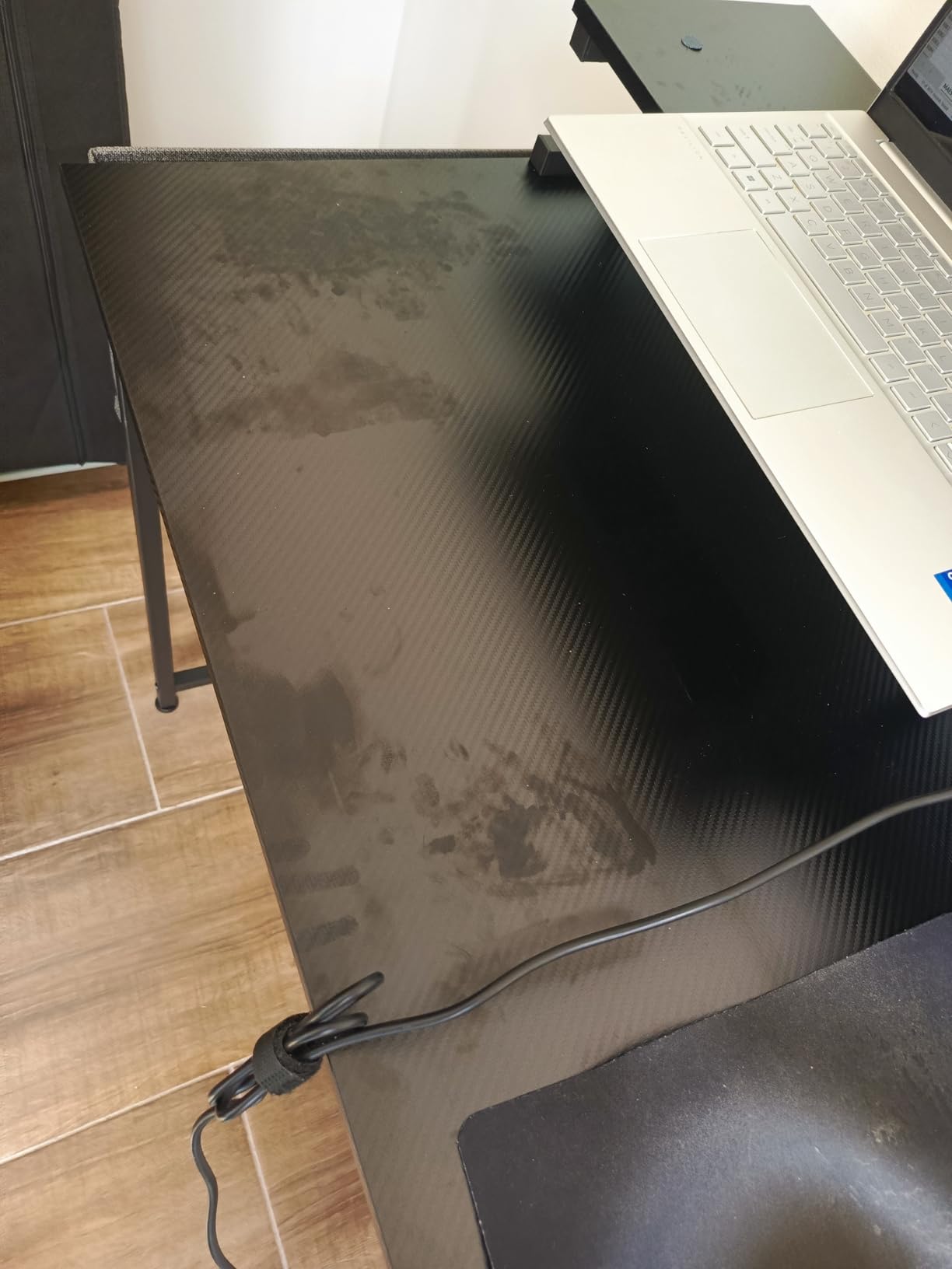 ODK 48 Inch L Shaped Gaming Desk with LED Lights, Power Outlets, Black customer photo 2