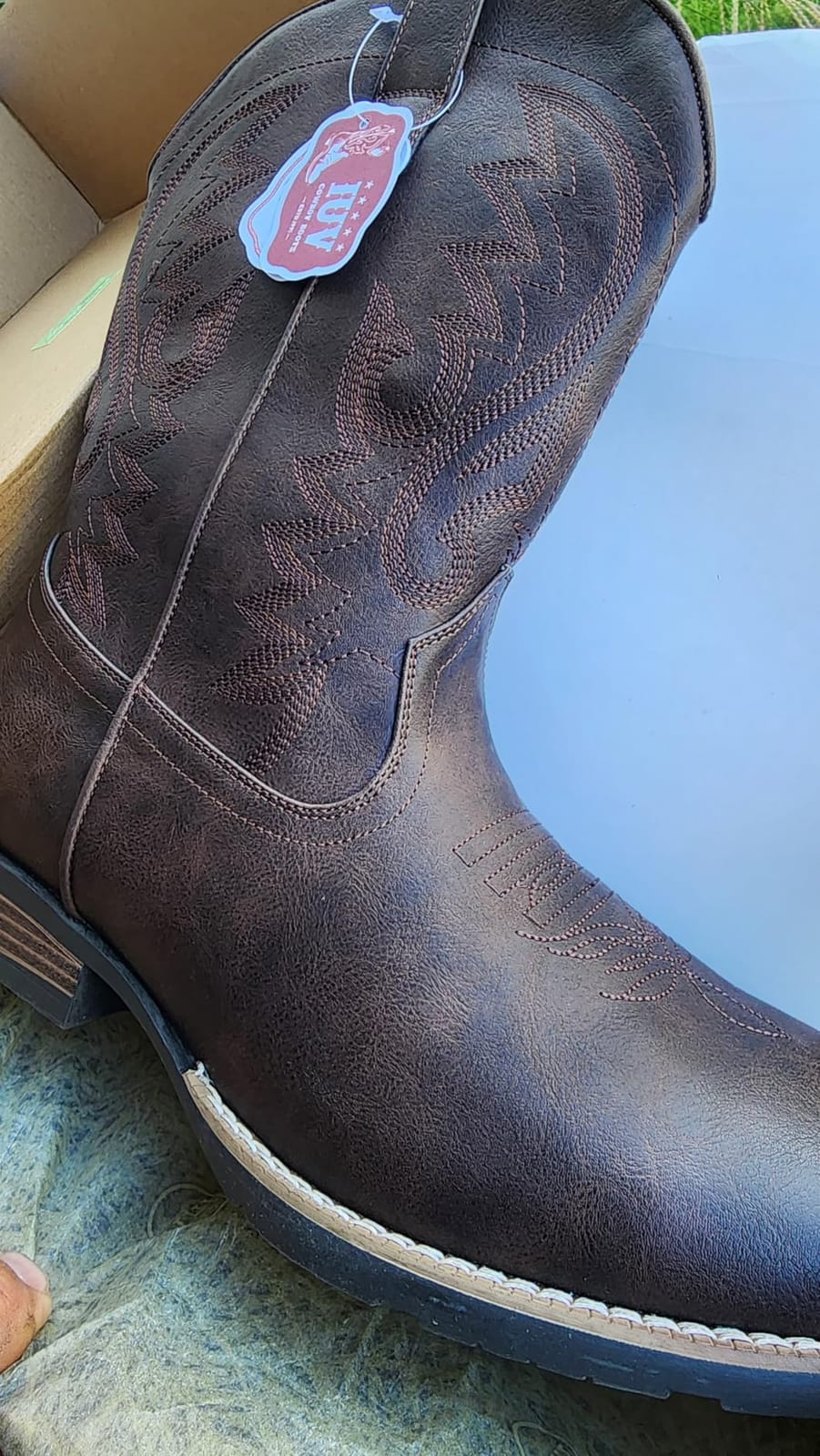 Cowboy Boots For Men with Wide Square Toe Western Retro Boot customer photo 2
