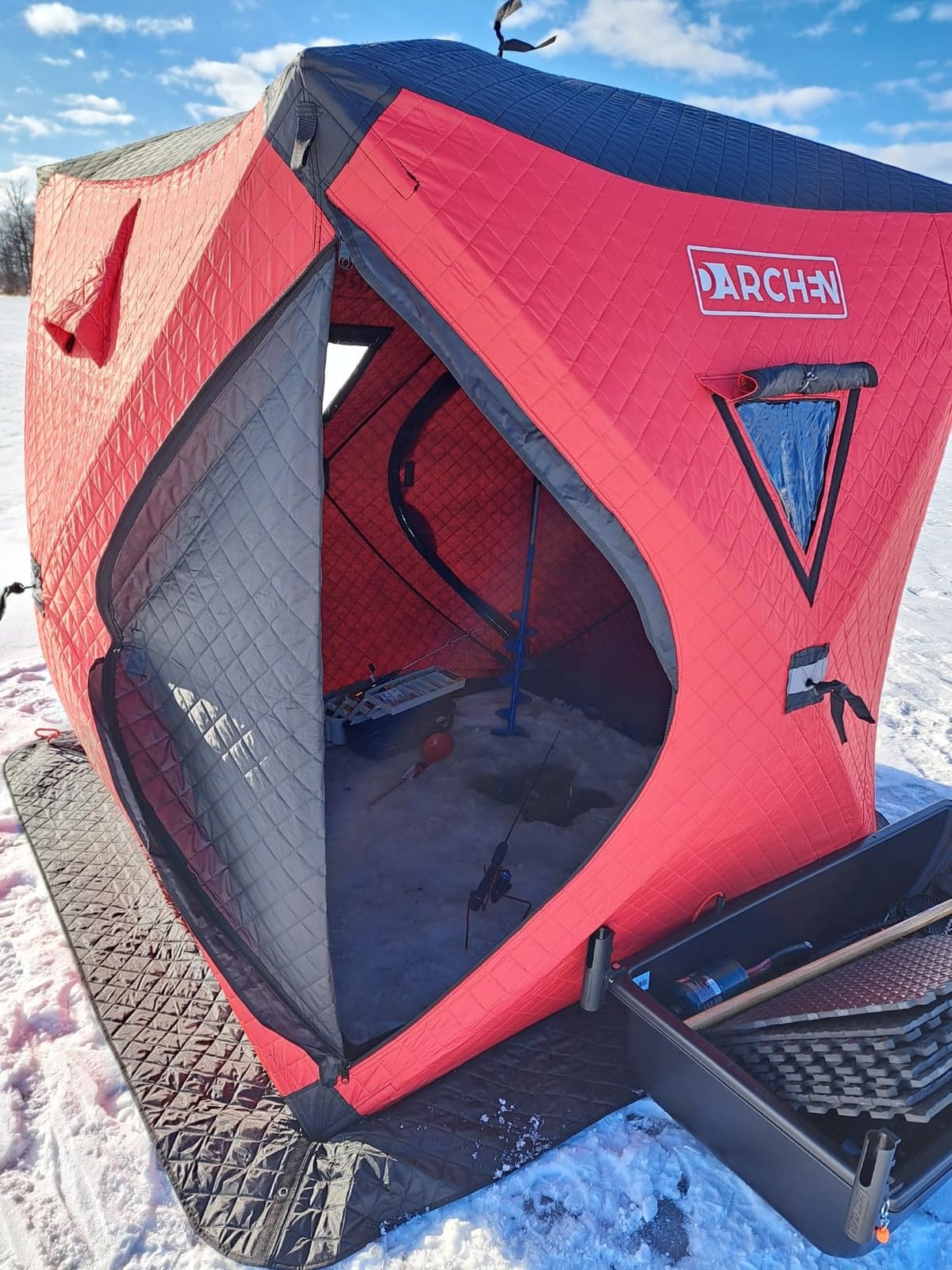 DARCHEN Ice Fishing Tent Insulated 3-Layers Thickened Ice Fishing Shelter for 3-4 Person Thermal Ice Fishing Shanty with Insulated Layer for Ice Fishing Winter Fishing Gear & Accessories customer photo 1
