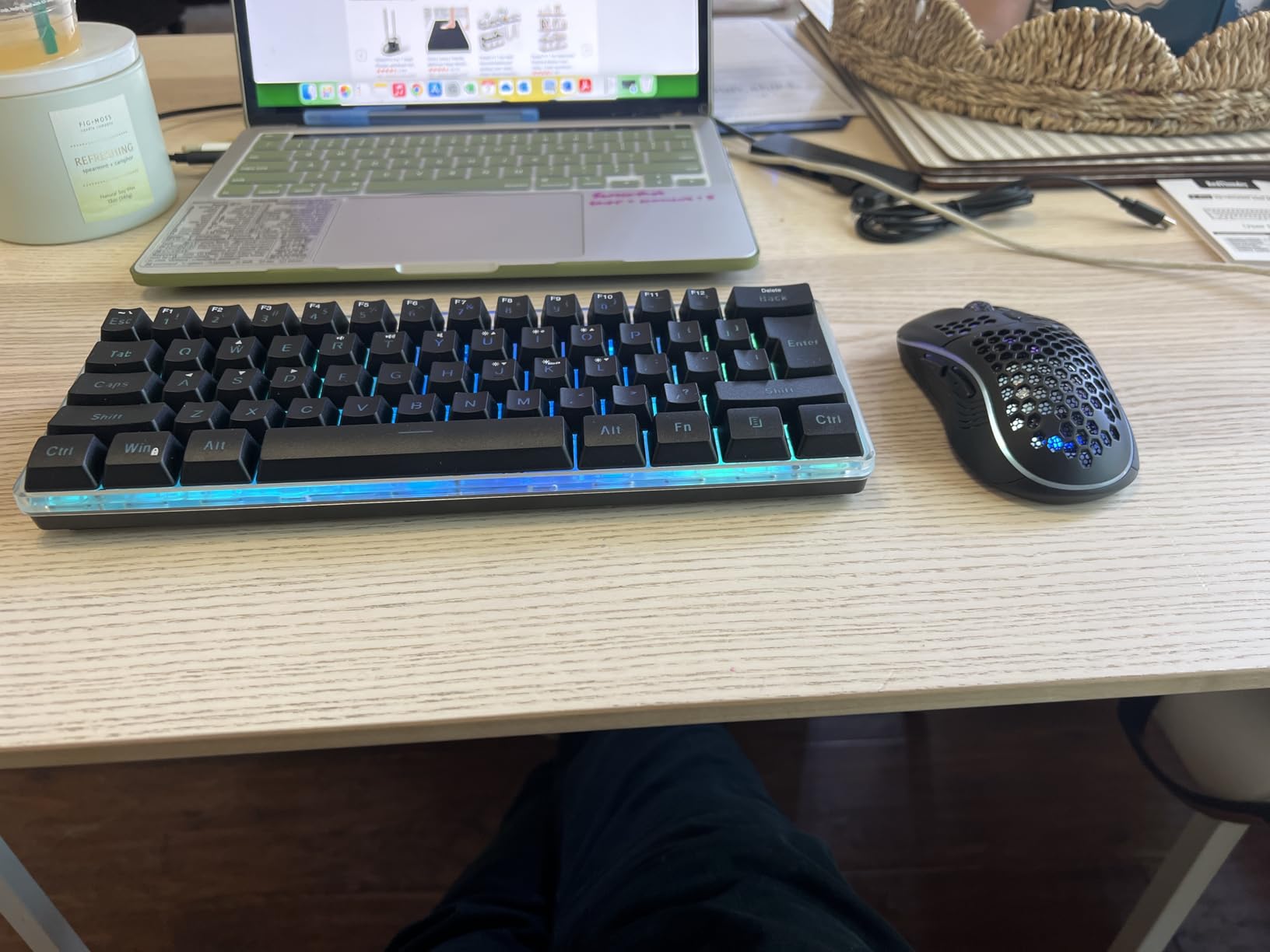 RedThunder 60% Wireless Gaming Keyboard and Mouse Combo, 2500mAh Rechargeable Battery, Ultra-Compact Small RGB Mechanical Feel Keyboard, Lightweight Honeycomb Optical Mouse for Gaming/Business, Black customer photo 1