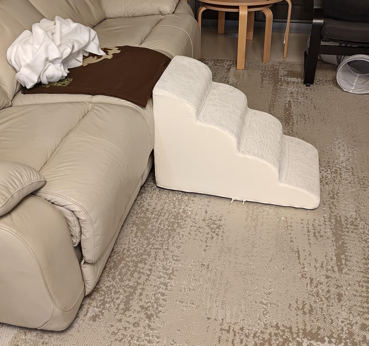 Lesure Dog Stairs for Small Dogs, Beige, 4 Step Pet Ramp for Bed and Couch customer photo 2