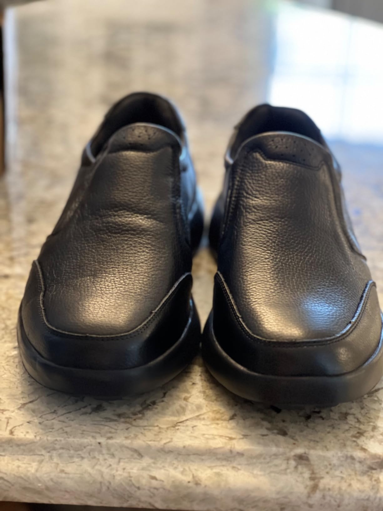 Men's Orthopedic Leather Dress Walking Shoes: Comfortable Plantar Fasciitis Oxfords with Arch Support, Business Diabetic Slip-On Loafers for Foot and Heel Pain Relief customer photo 2