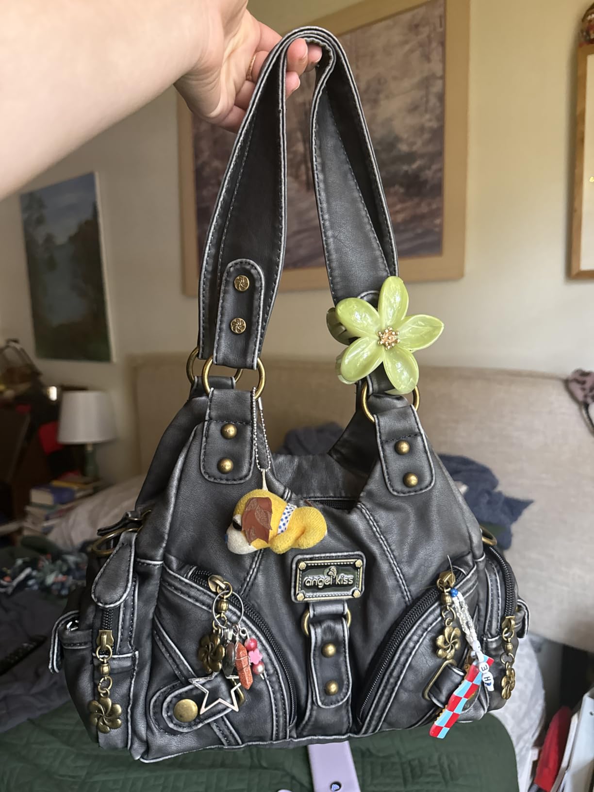 Angel Kiss Purses for Women Small Hobo Shoulder Bags Vagen Leather Multi-Pocket Tote Bag with Zipper customer photo 2