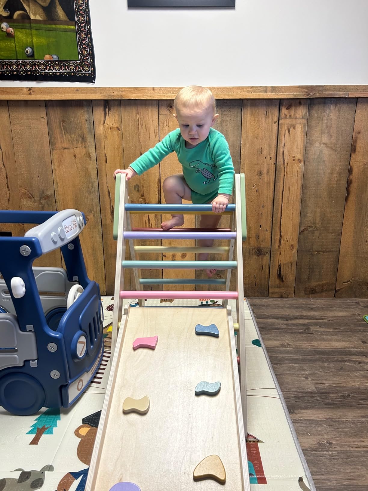 LOL-FUN Foldable Pikler Triangle Climbing Toy with Slide for Toddlers 1-3 customer photo 2