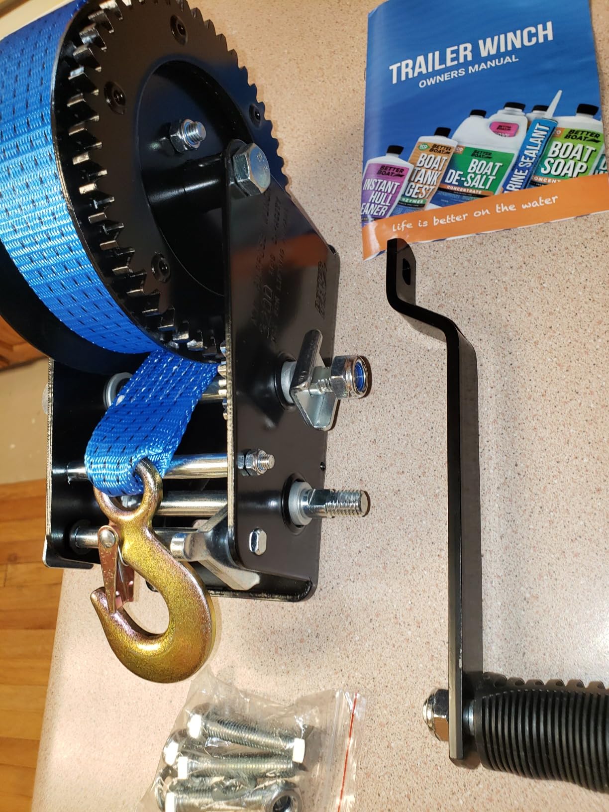 Boat Trailer Winch with Strap and Hook, Manual Hand Crank Winch, Heavy Duty customer photo 2
