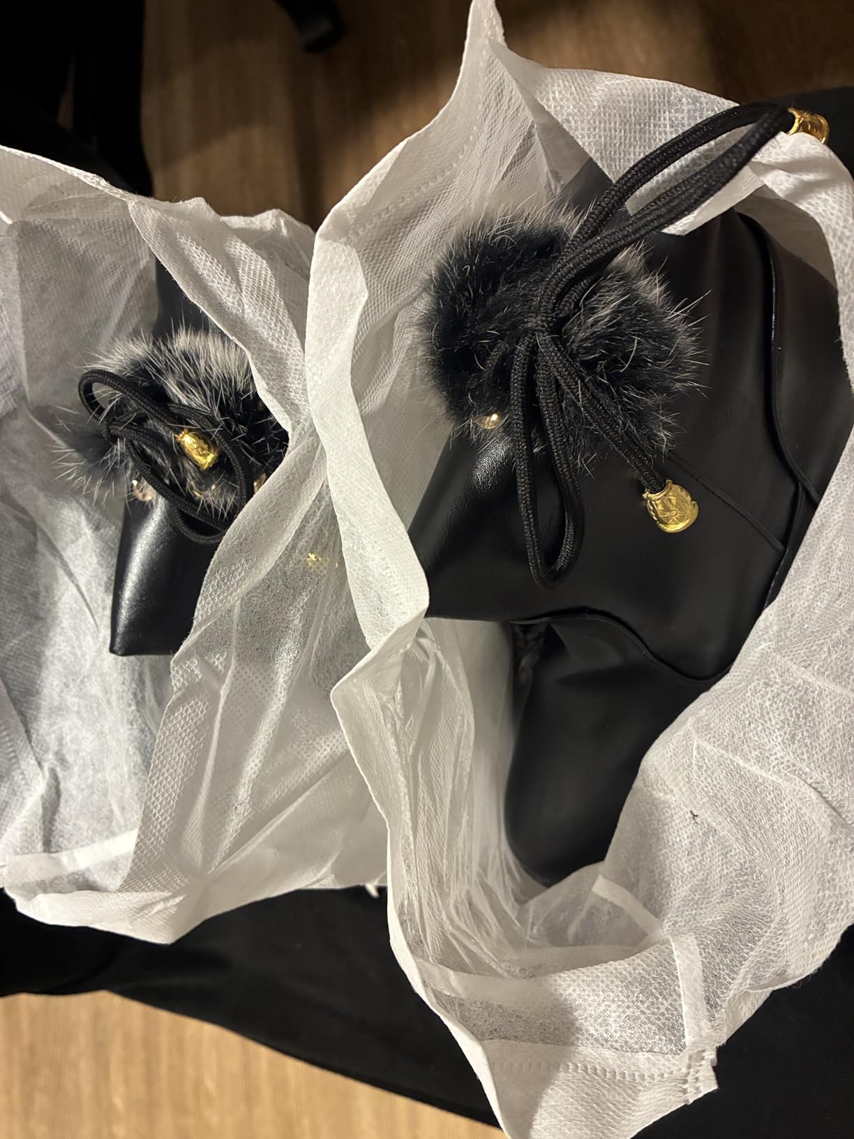 Women's Mid-Calf Winter Platform Hidden Wedge Boots Slip-on Thick Rabbit Fur Collar Warm Waterproof Stretch Leather Non-slip Snow Boot customer photo 1