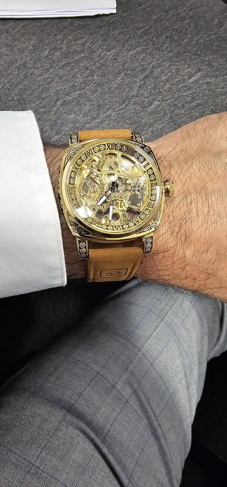FORSINING Watches for Man, Square Retro Mechanical Watch Self-Wind Carved, Skeleton Automatic Watches Vintage Leather Strap Wristwatch customer photo 2