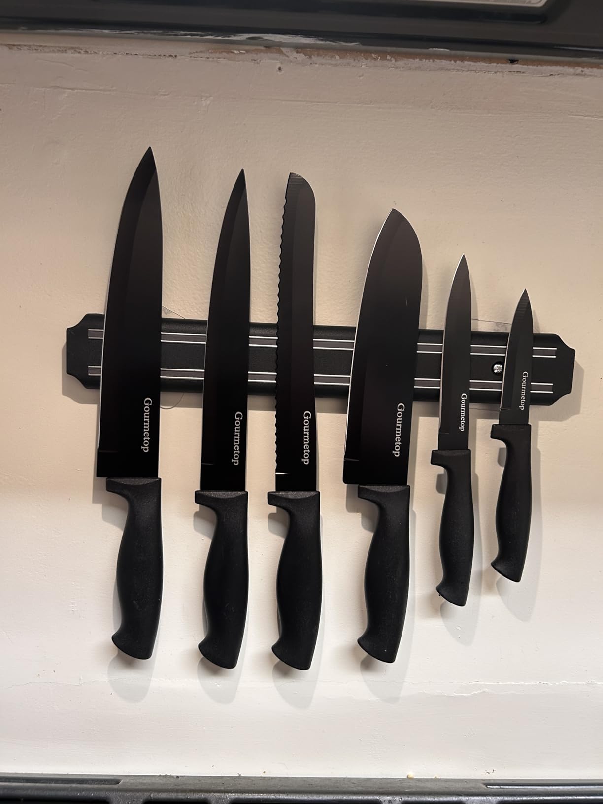 Gourmetop 3PCS Kitchen Knife Set with Cover, Sharp Black Knives for Cooking | 8