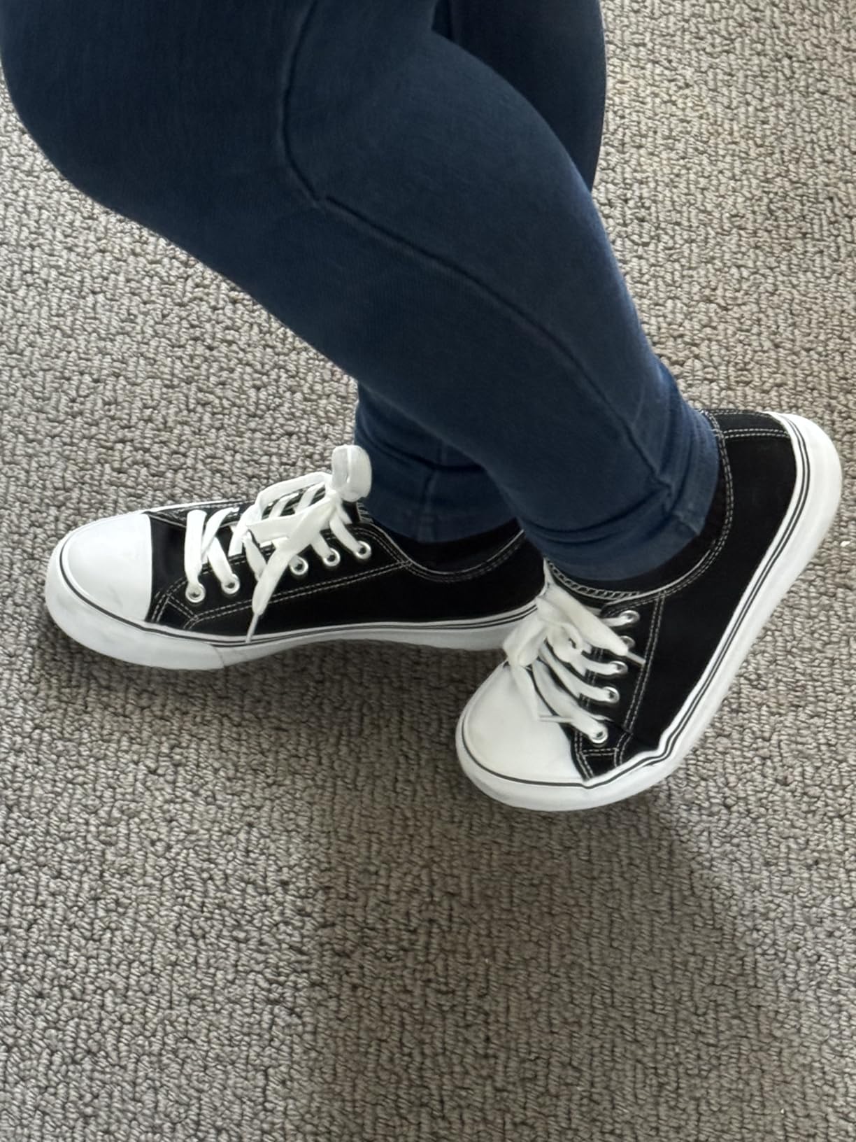 FRACORA Womens White Canvas Sneakers Black Tennis Shoes customer photo 2