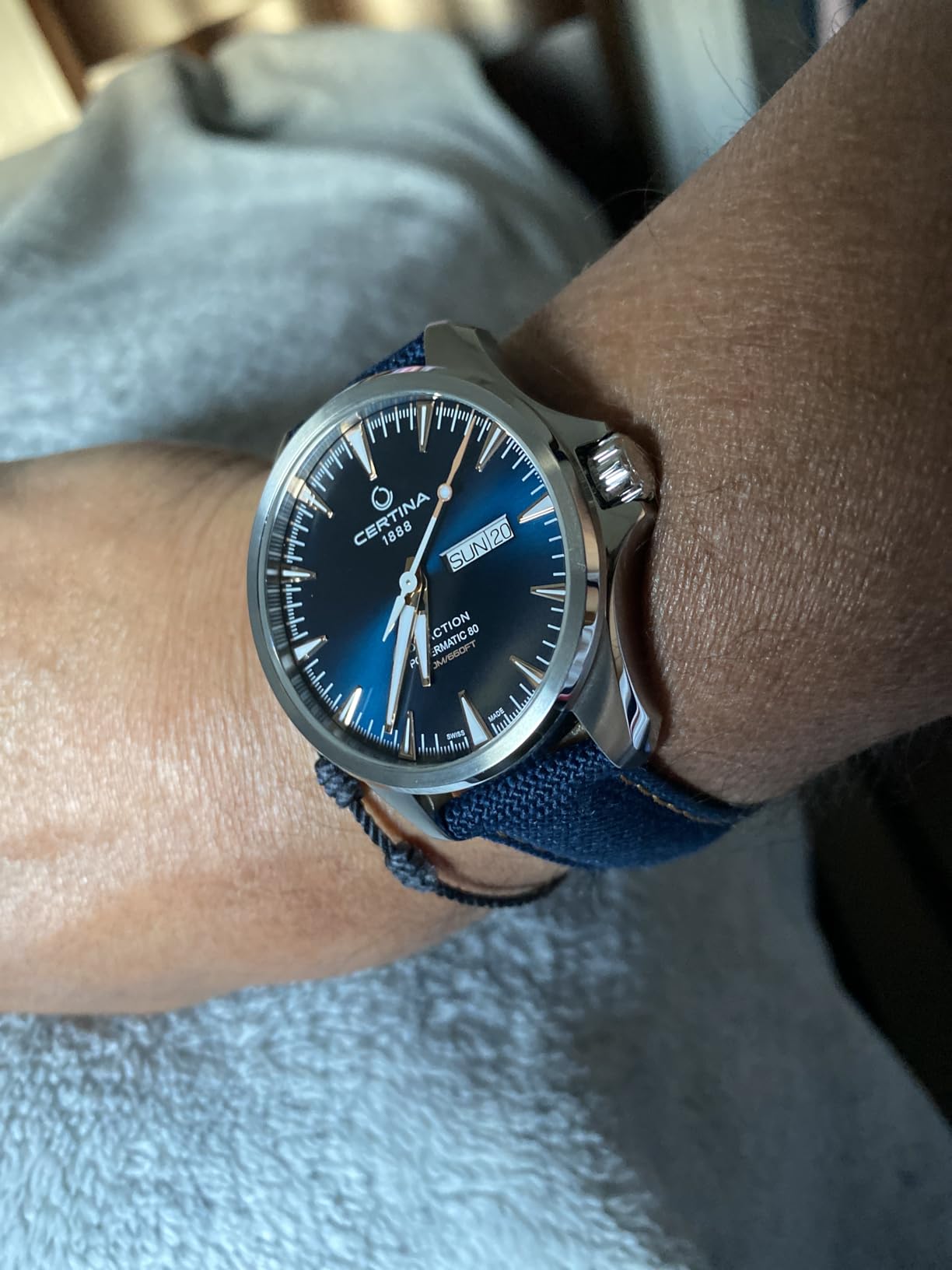 Certina, Mens, DS Action Day-Date Powermatic 80, Stainless Steel, Swiss Automatic, Watch, Blue, Plastic, 20 (C0324301804101) customer photo 1