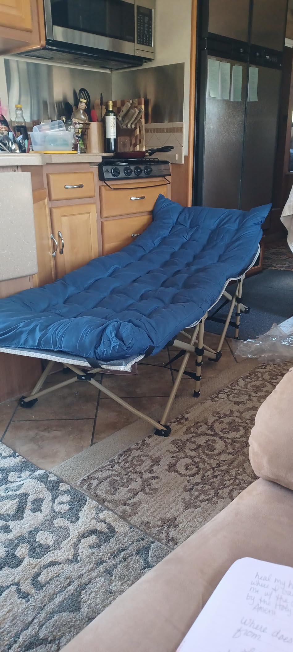 ARAER Camping Cot for Adults, 28in Wide with Mattress (Navy Blue) customer photo 2