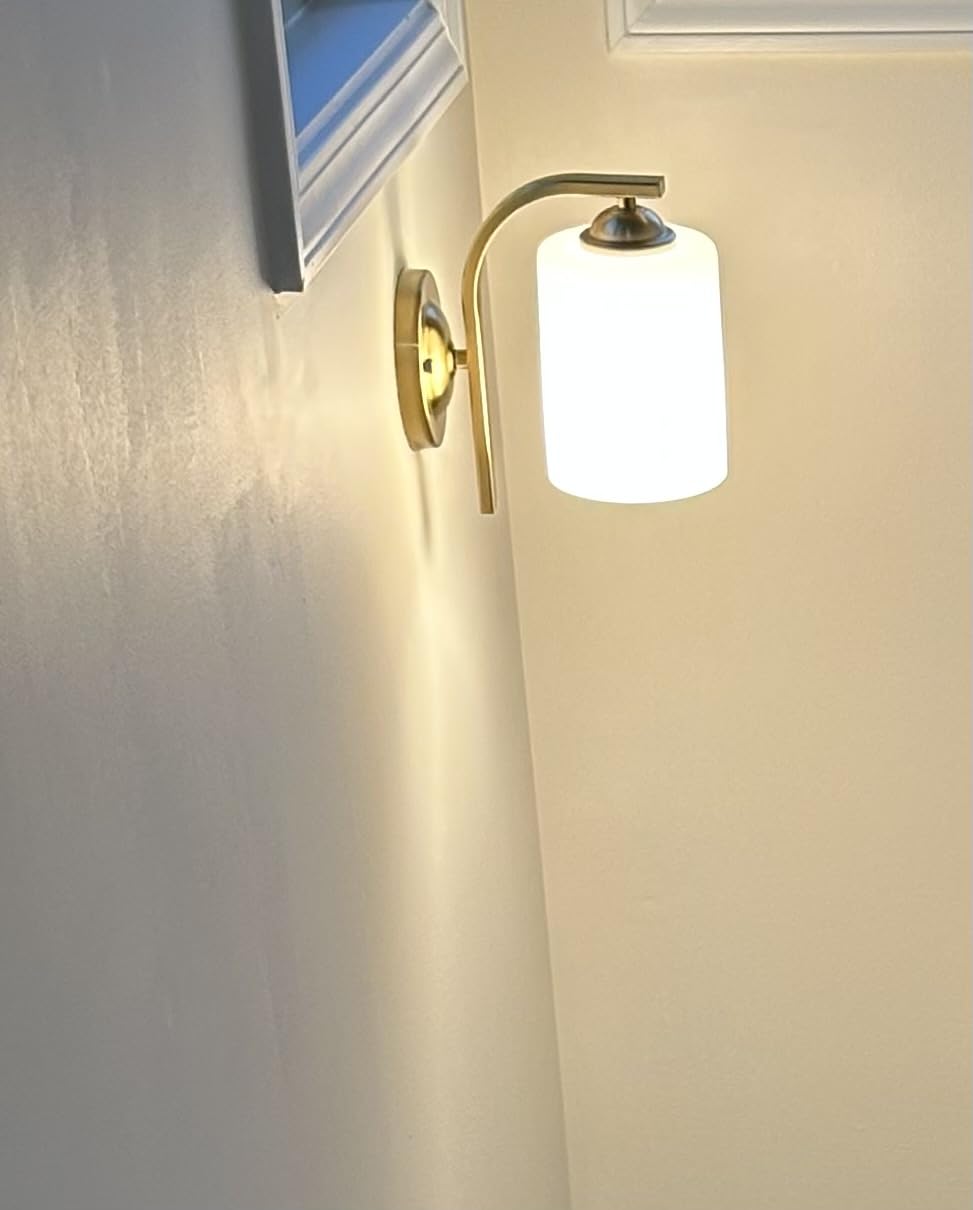 Phaosio Black Milk White Glass Wall Sconces, 1 Pack Hardwired Wall Lights customer photo 2