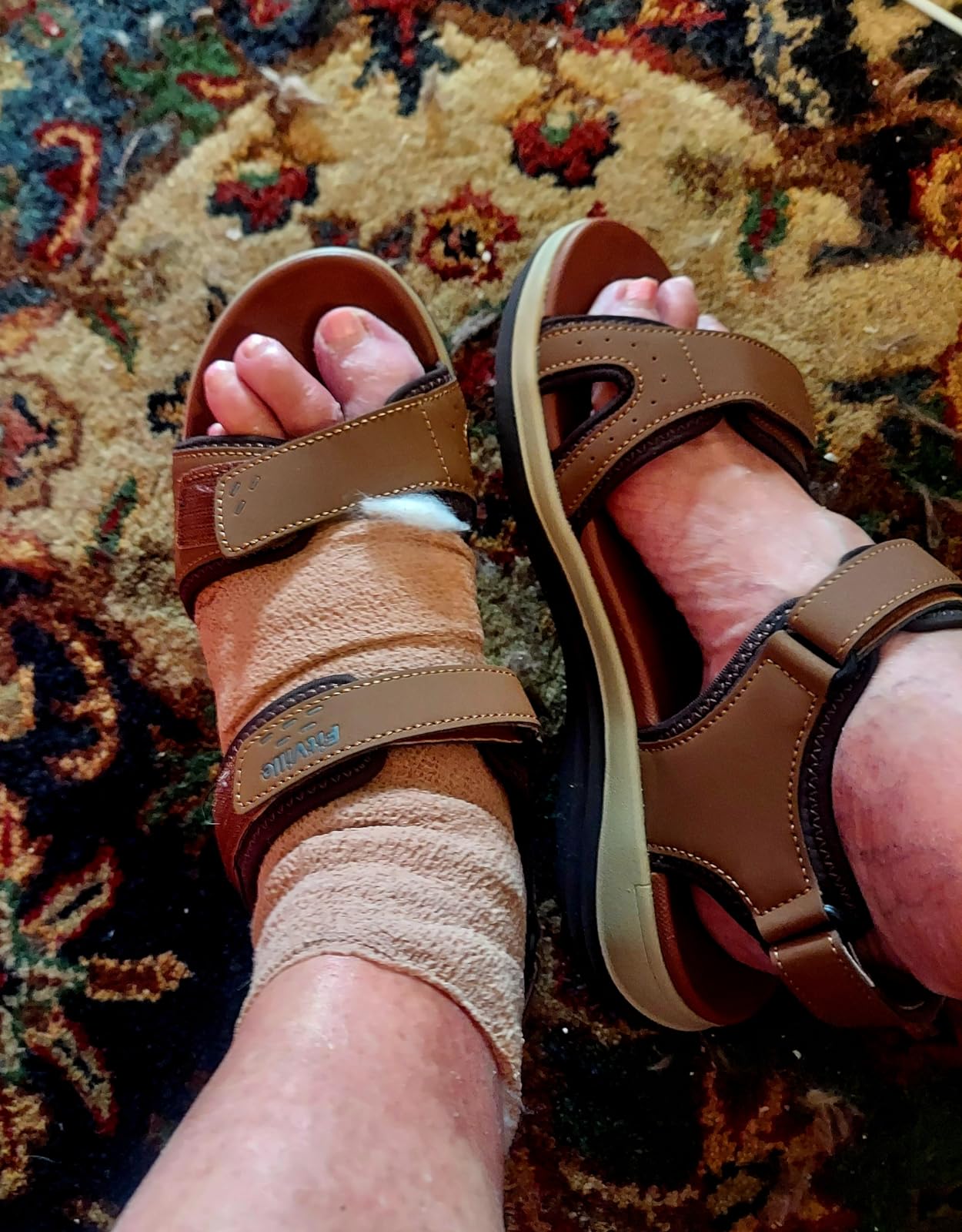FitVille Women's Orthopedic Wide Sandals Casual Arch Support Flat Sandals customer photo 1