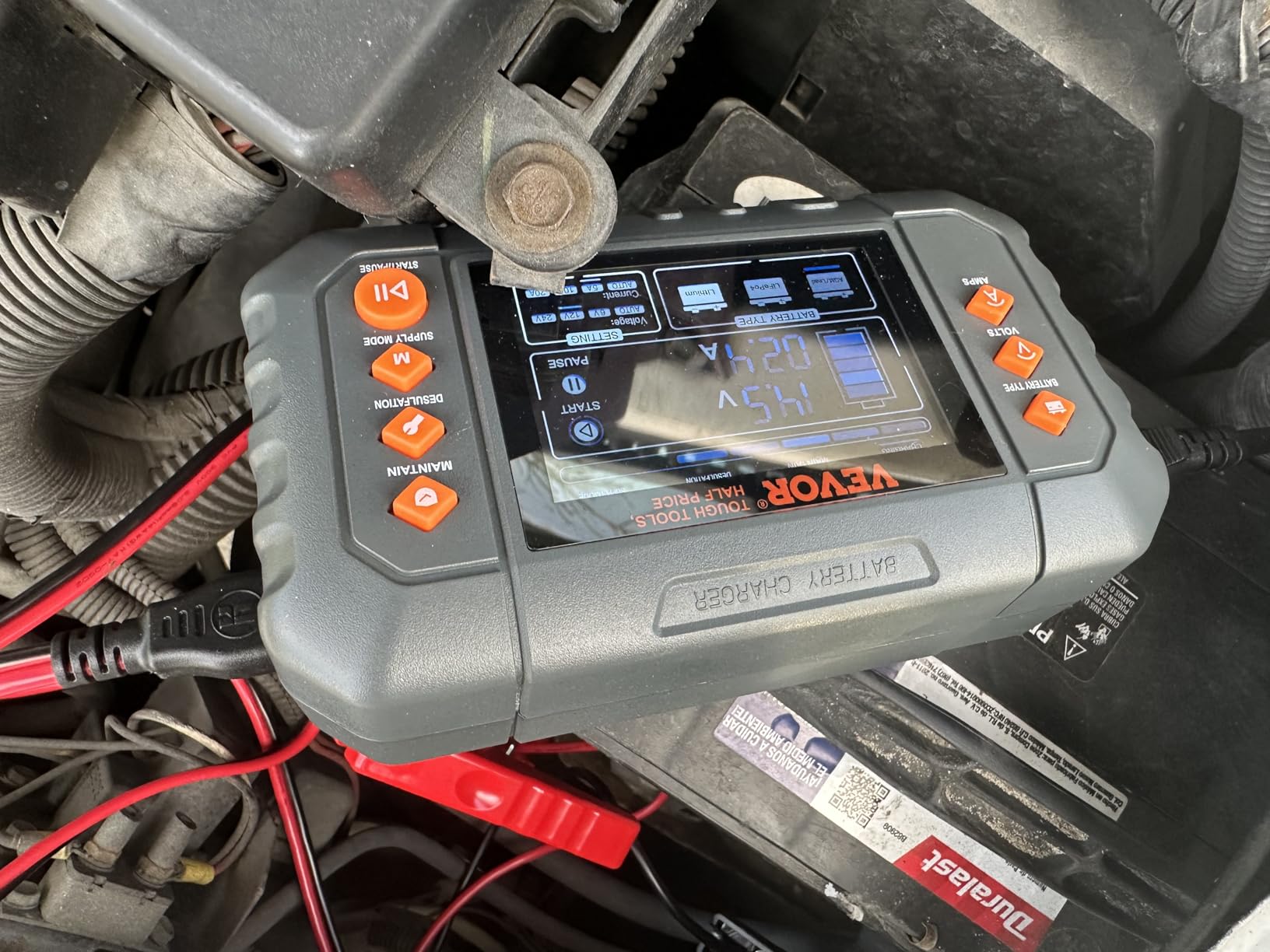 VEVOR Smart Battery Charger, 20-Amp, Lithium LiFePO4 Lead-Acid (AGM/Gel/SLA) Car Battery Charger with LCD Display, Trickle Charger Maintainer Desulfator for Boat Motorcycle Lawn Mower Deep Cycle customer photo 2