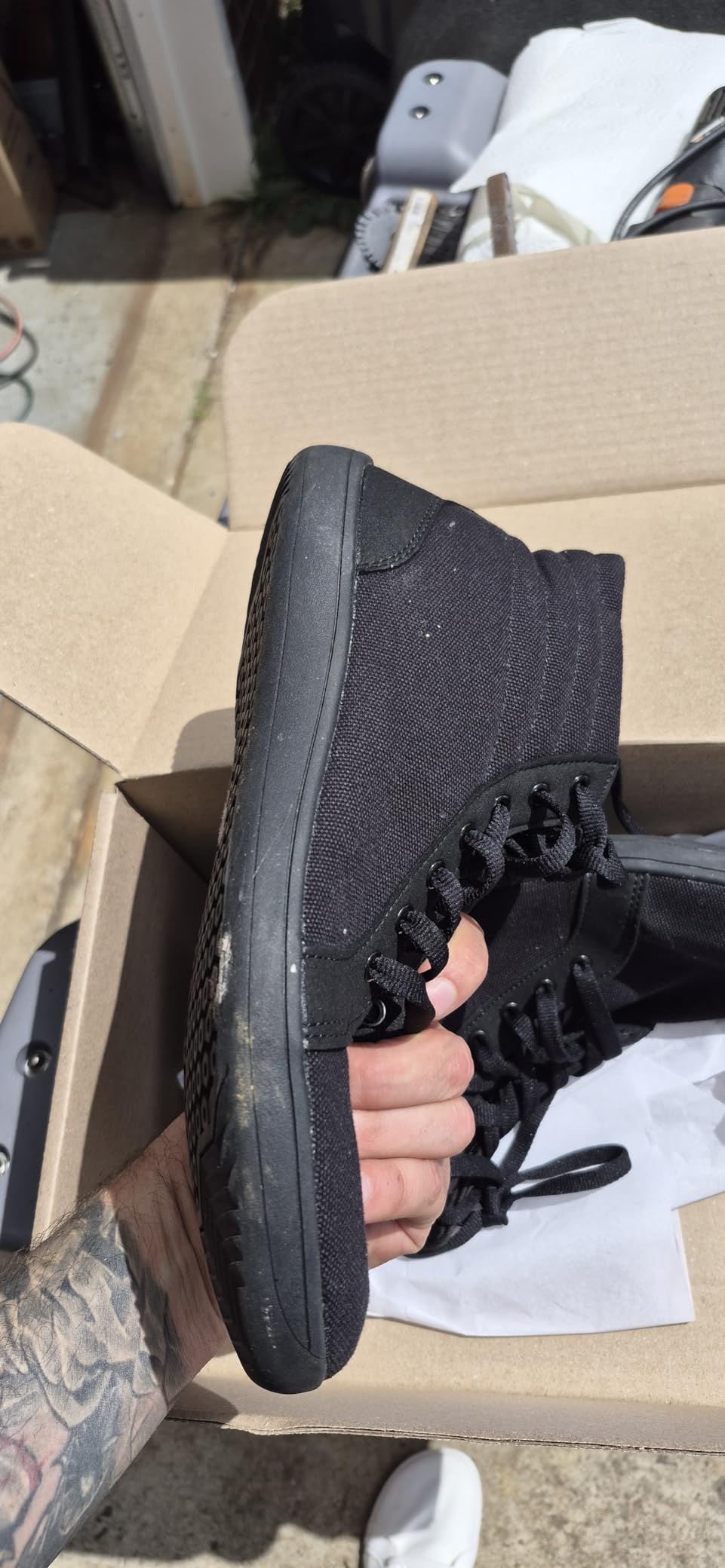 WHITIN Men's Wide Hi-Top Minimalist Barefoot Shoes with Ankle Support W823 customer photo 2