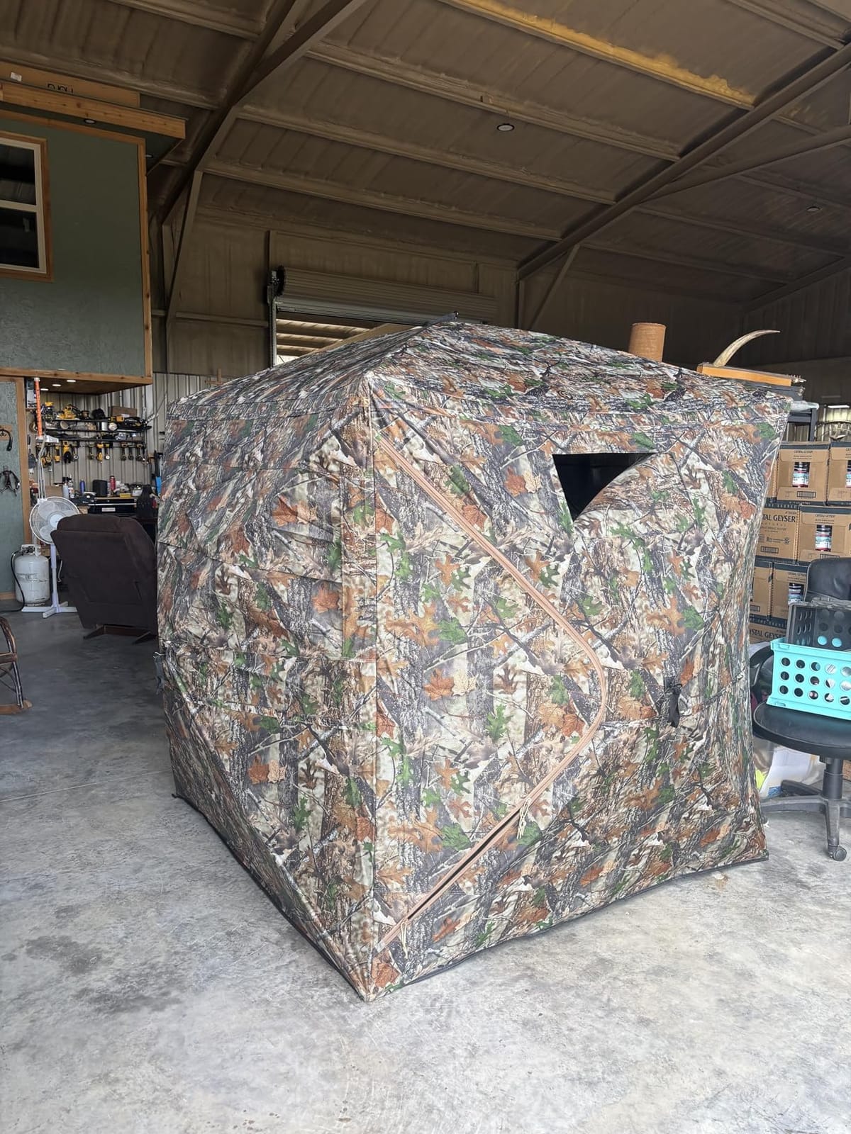 FUNHORUN Hunting Blind with Floor Mat, 360 See Through Ground Blind, Pop Up customer photo 1