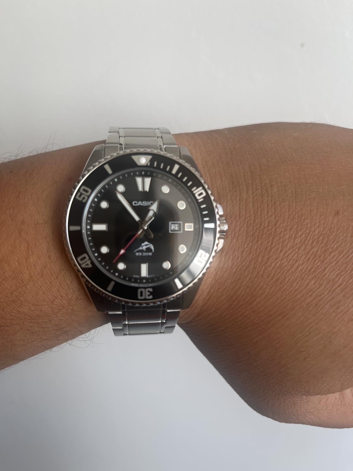 Classic Diver Stainless Steel Watch Date Indicator MDV-106DD-1A1VCF, Black/Silver customer photo 1