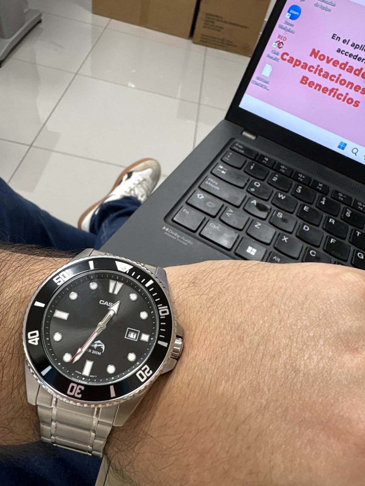 Classic Diver Stainless Steel Watch Date Indicator MDV-106DD-1A1VCF, Black/Silver customer photo 2