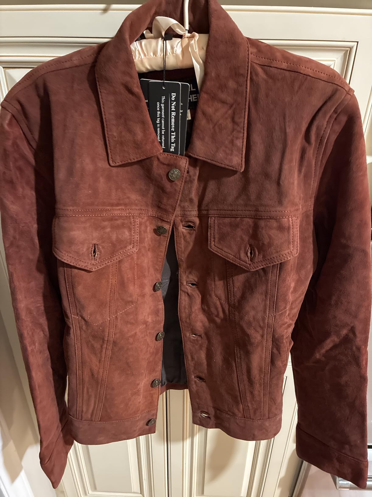 LP-FACON Mens Western Style Trucker Suede Leather Jacket customer photo 2