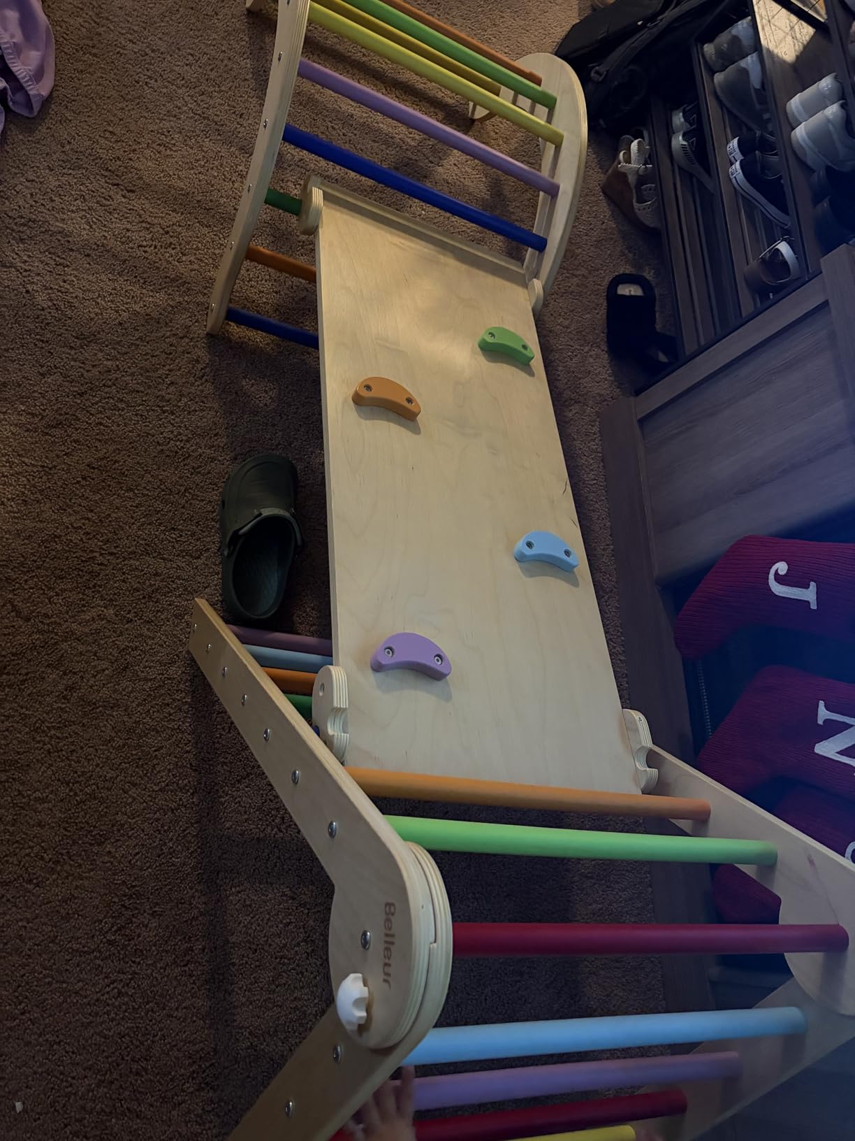 Belleur 7-in-1 Climbing Toys for Toddlers 1-3 Years Old, Foldable Wooden Pikler Triangle Set Indoor, Montessori Climbing Set with Arch, Ramp & Ladder - Natural customer photo 1