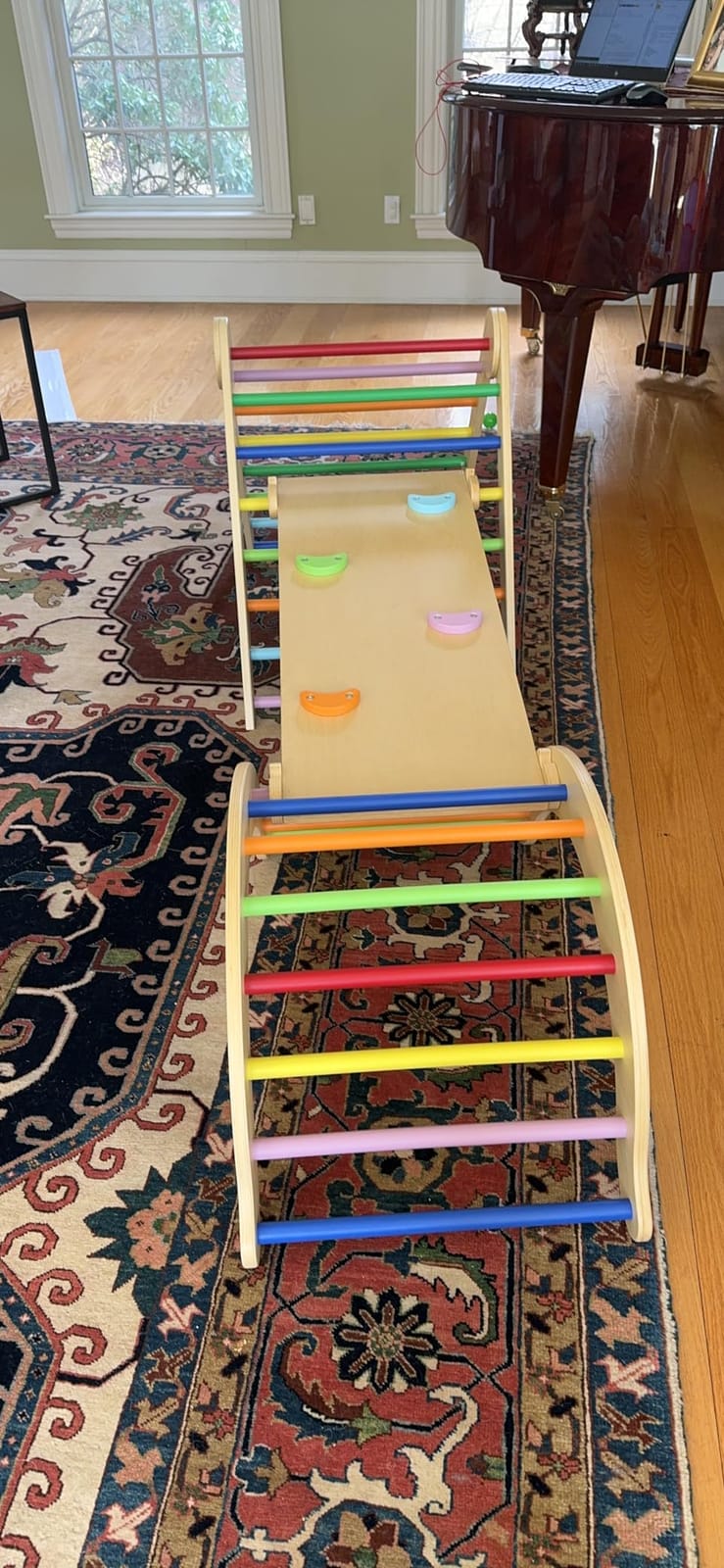 Belleur 7-in-1 Climbing Toys for Toddlers 1-3 Years Old, Foldable Wooden Pikler Triangle Set Indoor, Montessori Climbing Set with Arch, Ramp & Ladder - Natural customer photo 2