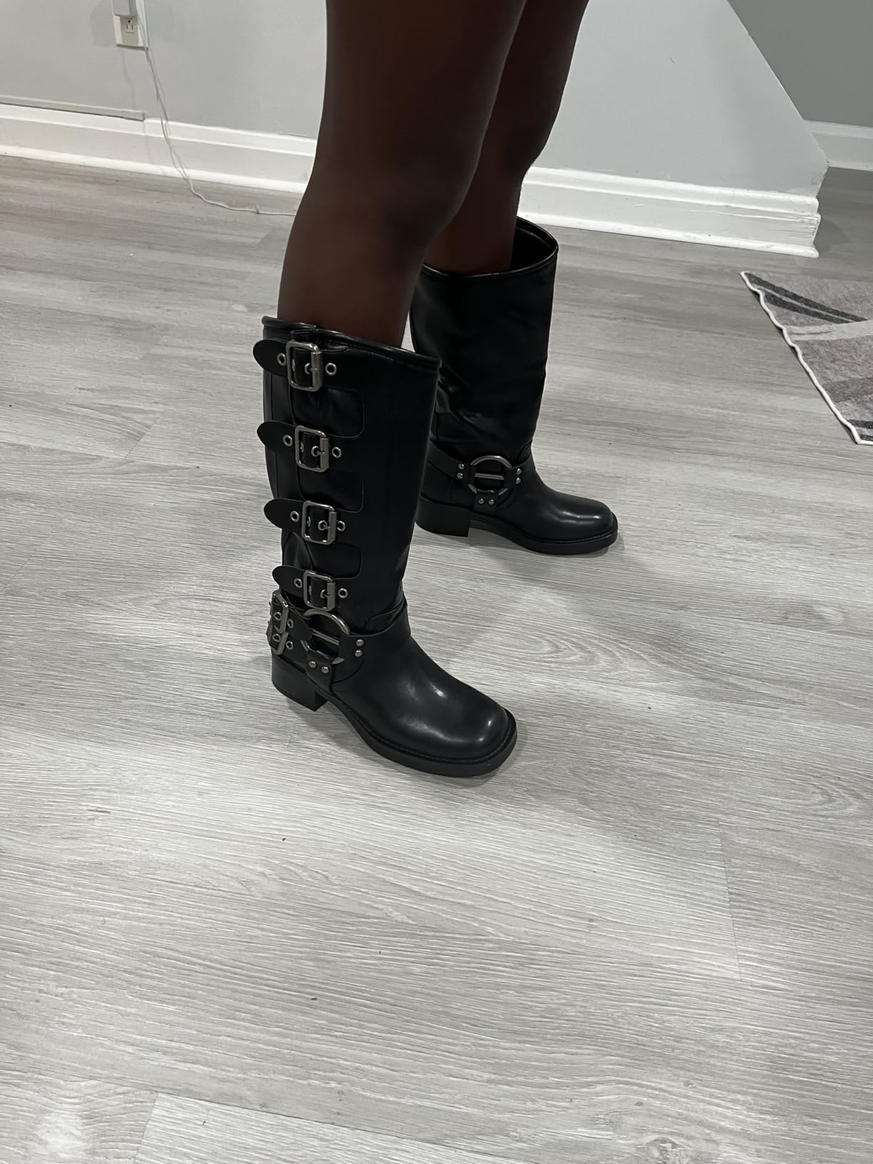 DREAM PAIRS Women's Knee High Biker Moto Boots customer photo 1
